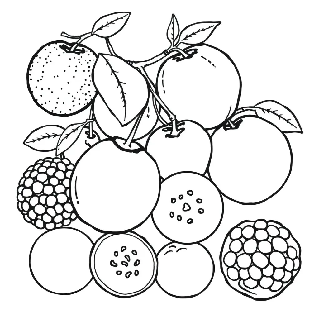 Fruits coloring page