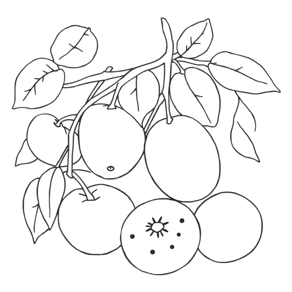 Fruits coloring page