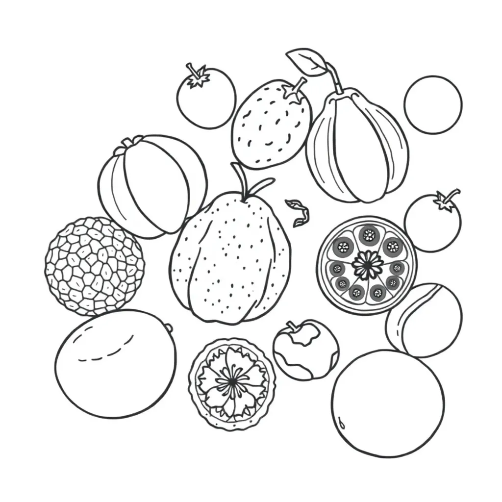 Fruits coloring page