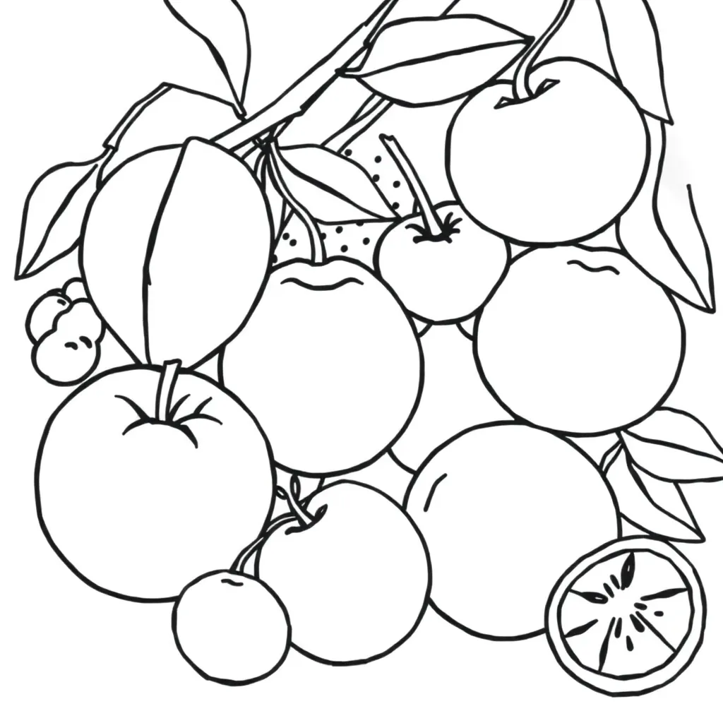 Fruits coloring page