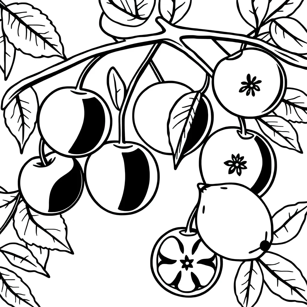 Fruits coloring page