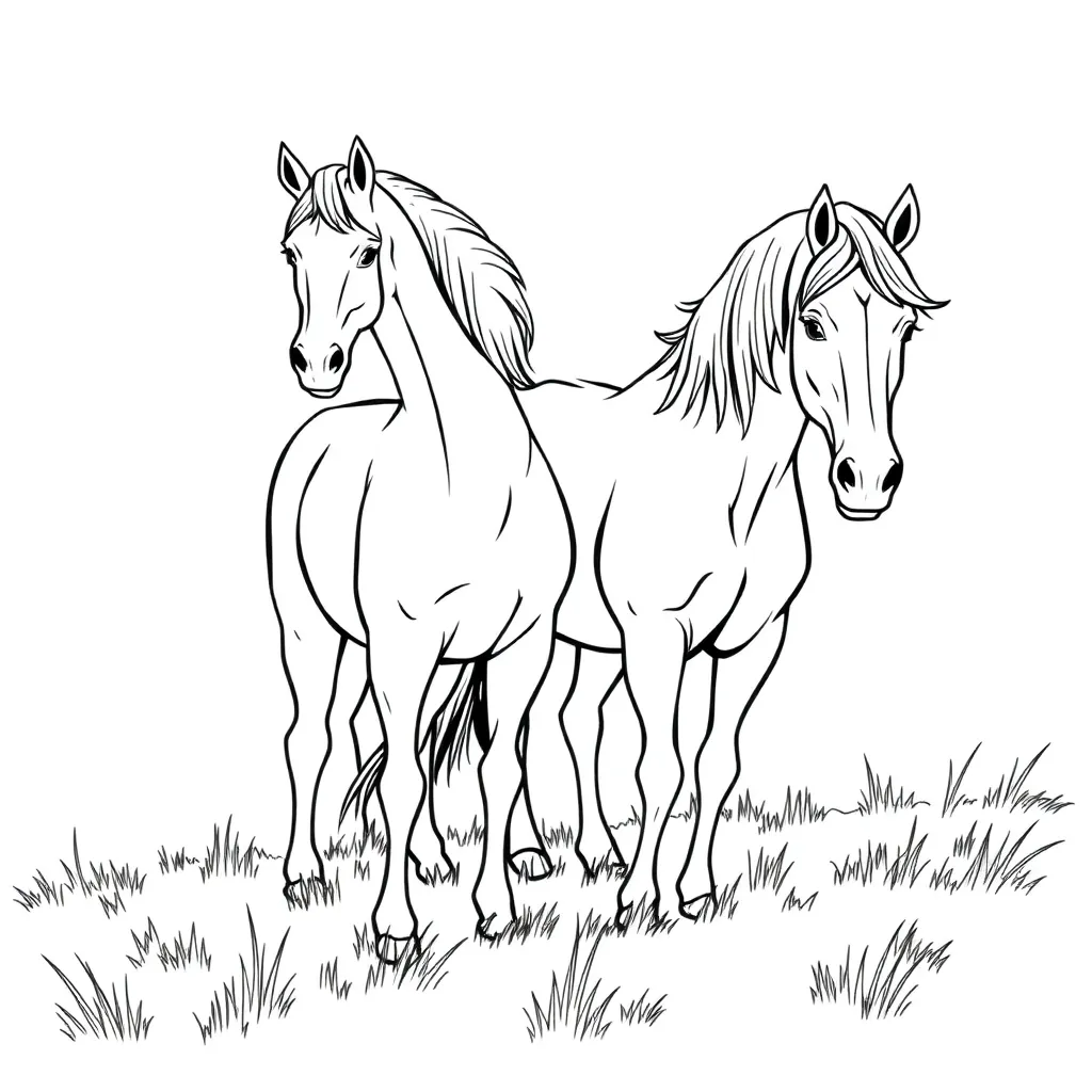 Horses coloring page