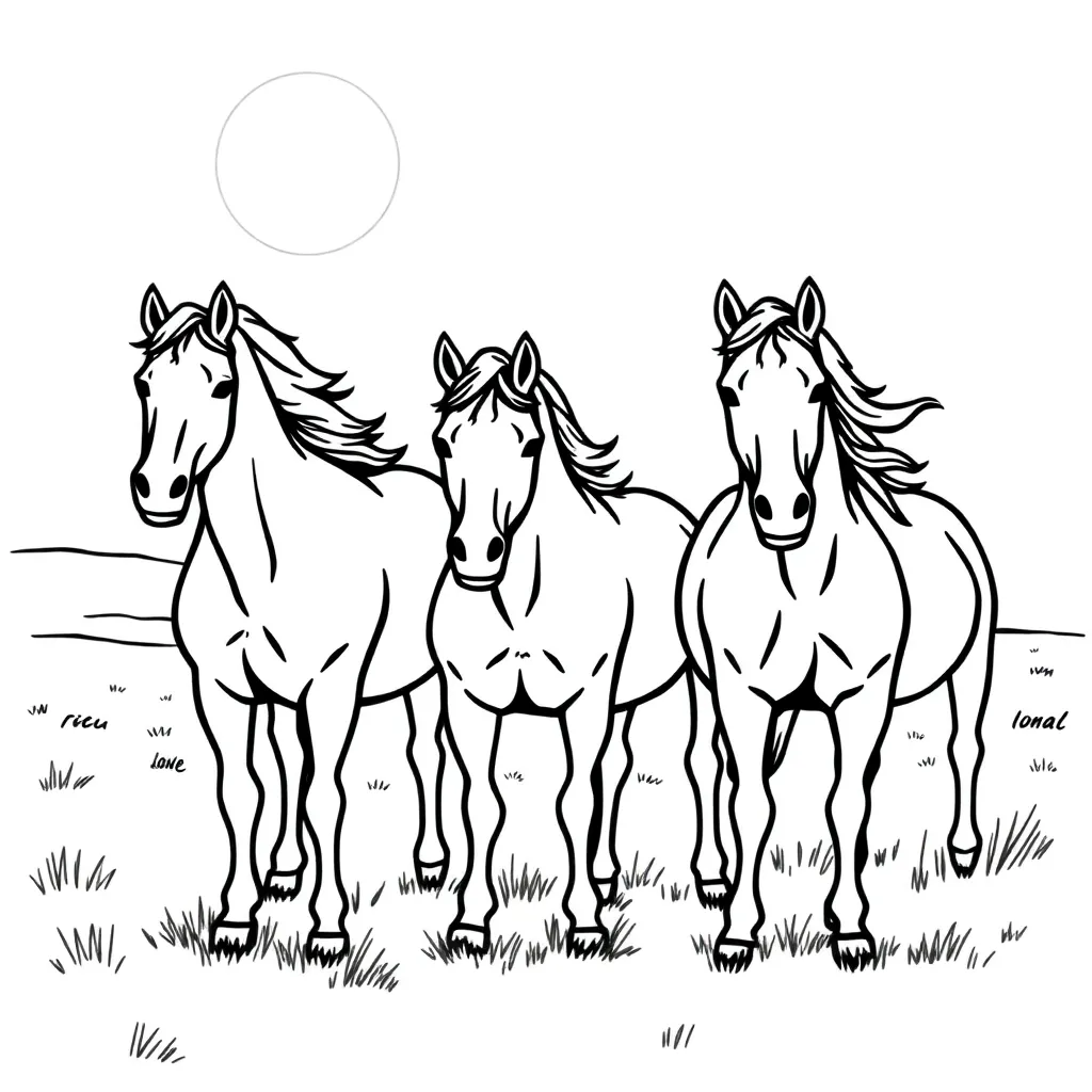 Horses coloring page