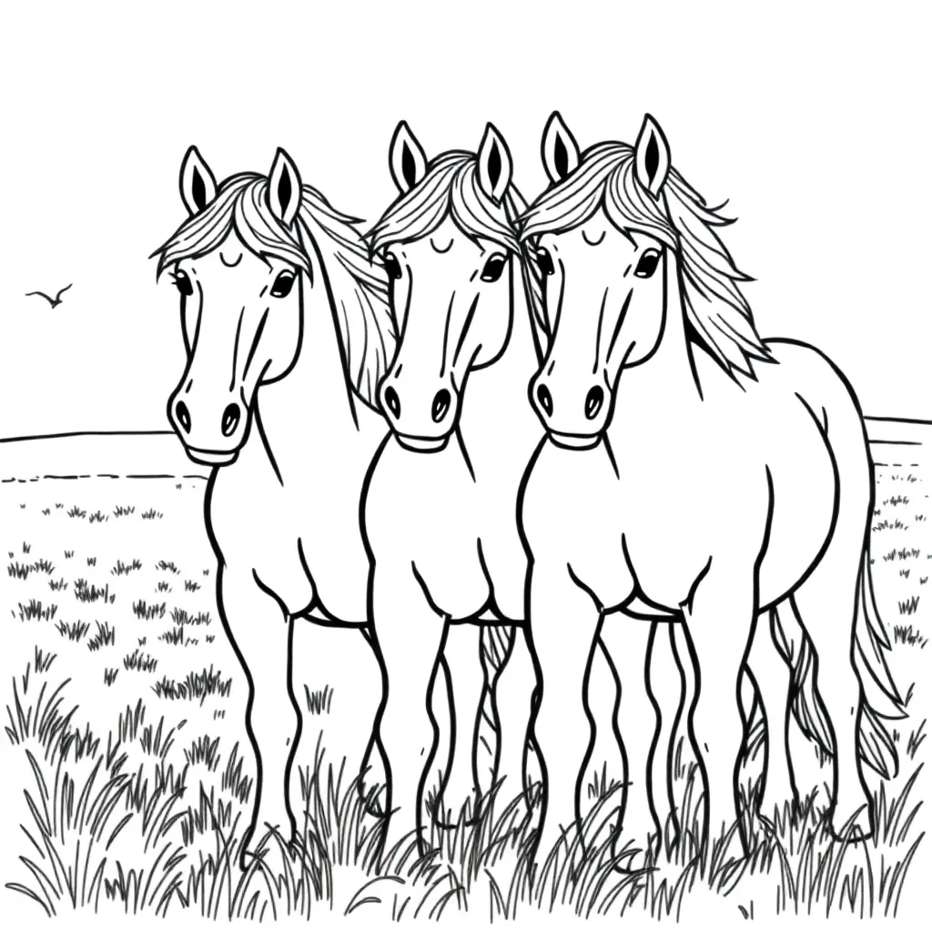 Horses coloring page