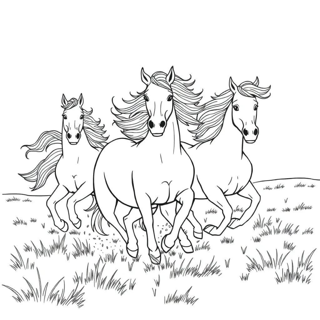 Horses coloring page