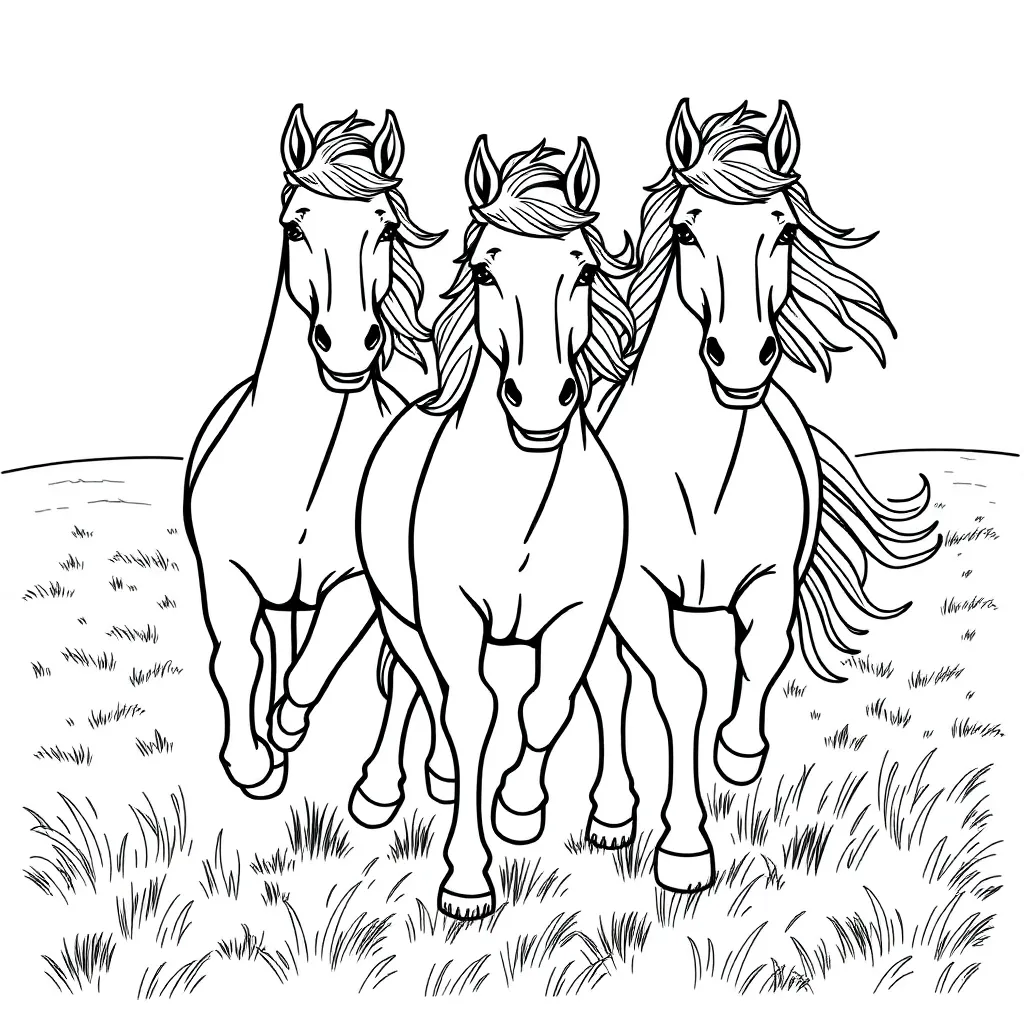 Horses coloring page