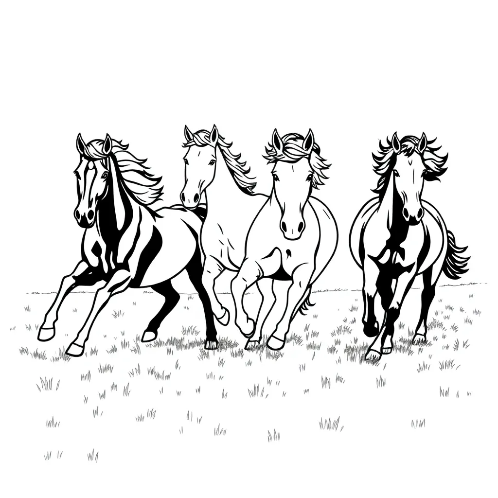 Horses coloring page