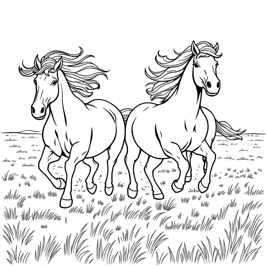Horses coloring page