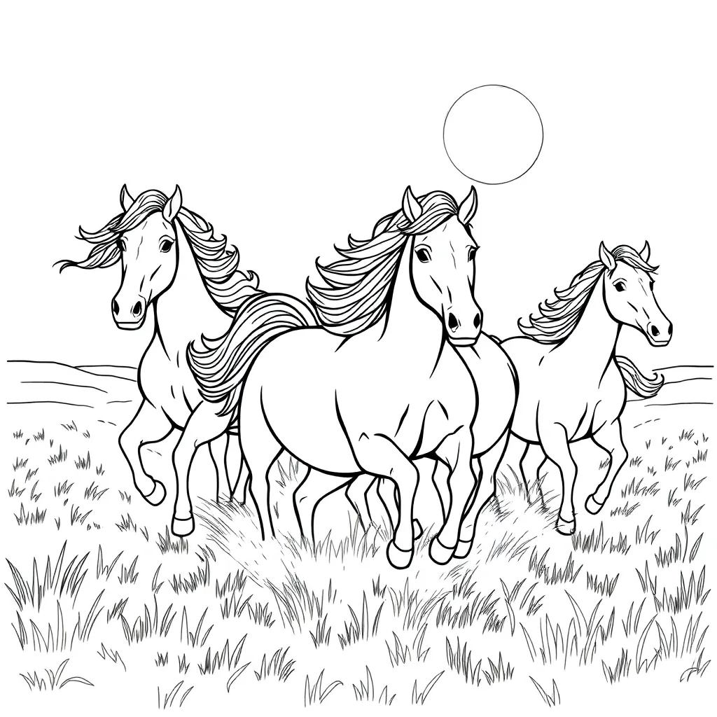 Horses coloring page
