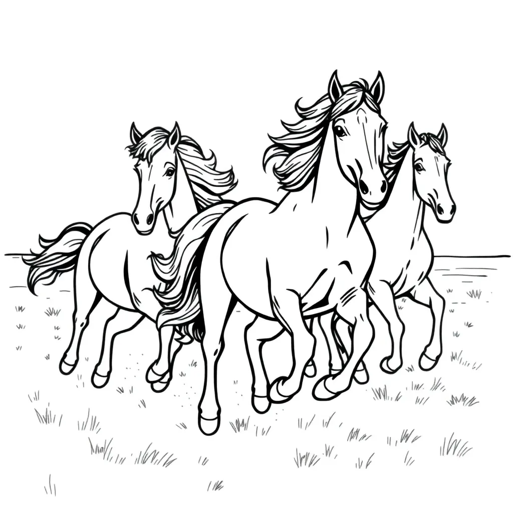 Horses coloring page