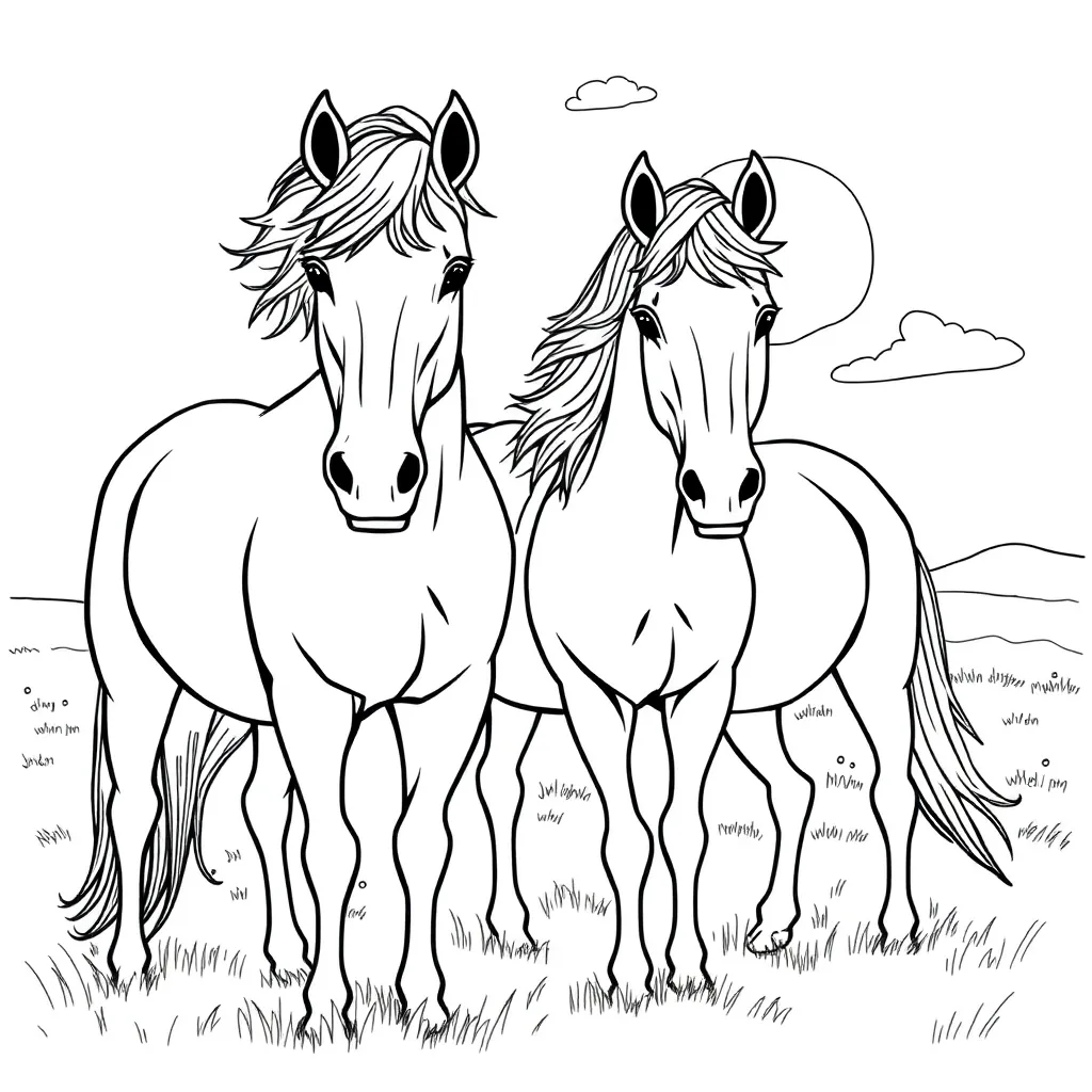 Horses coloring page