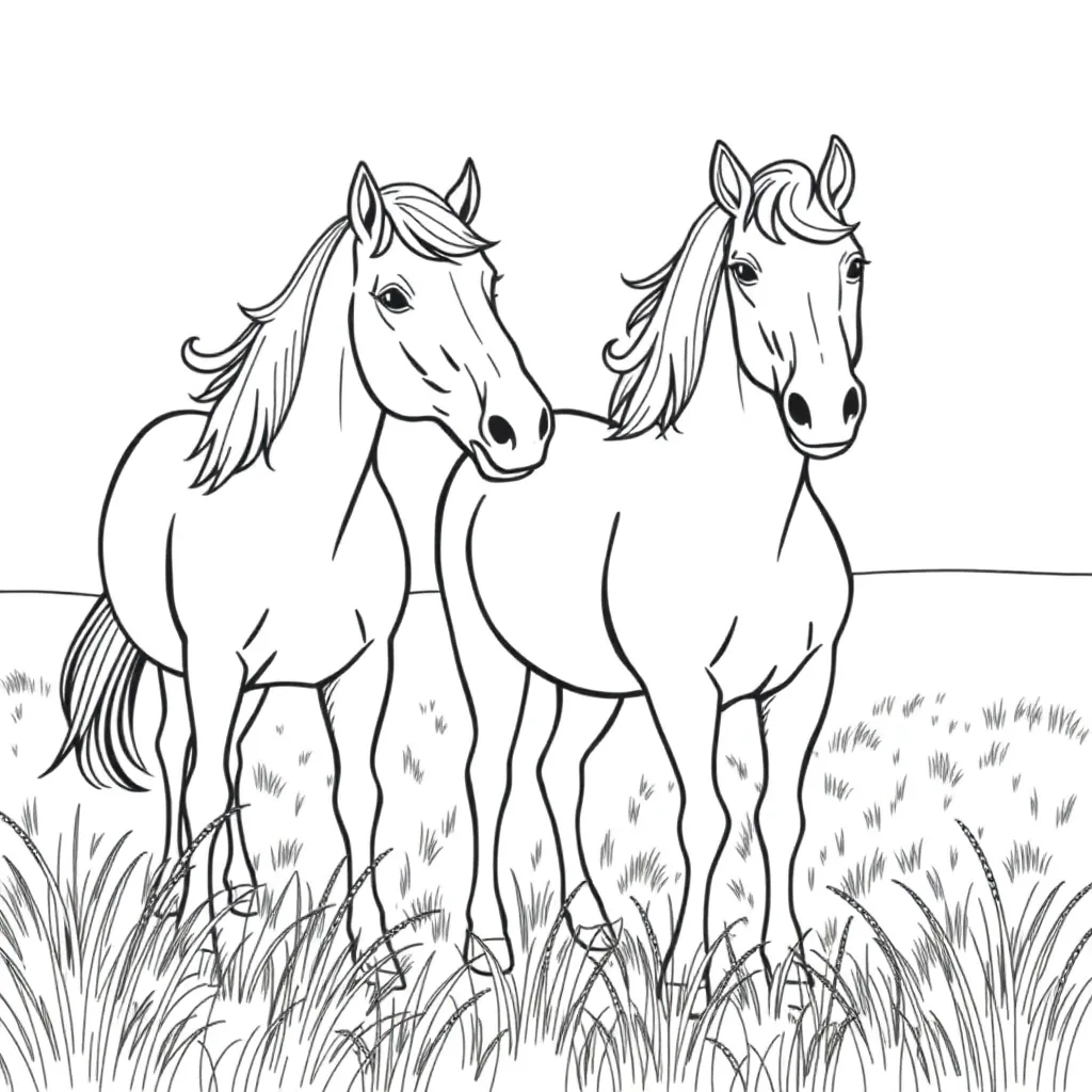 Horses coloring page