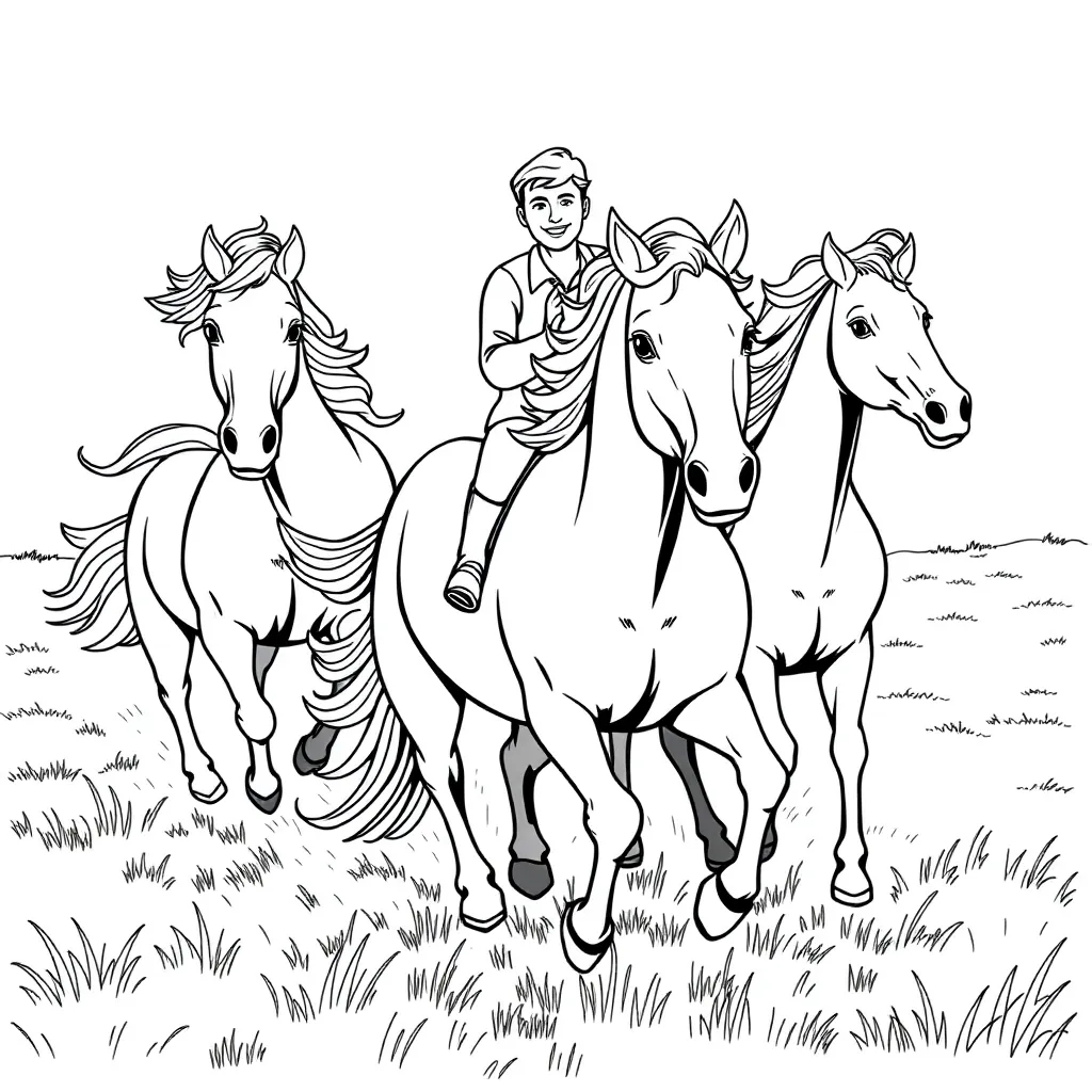 Horses coloring page