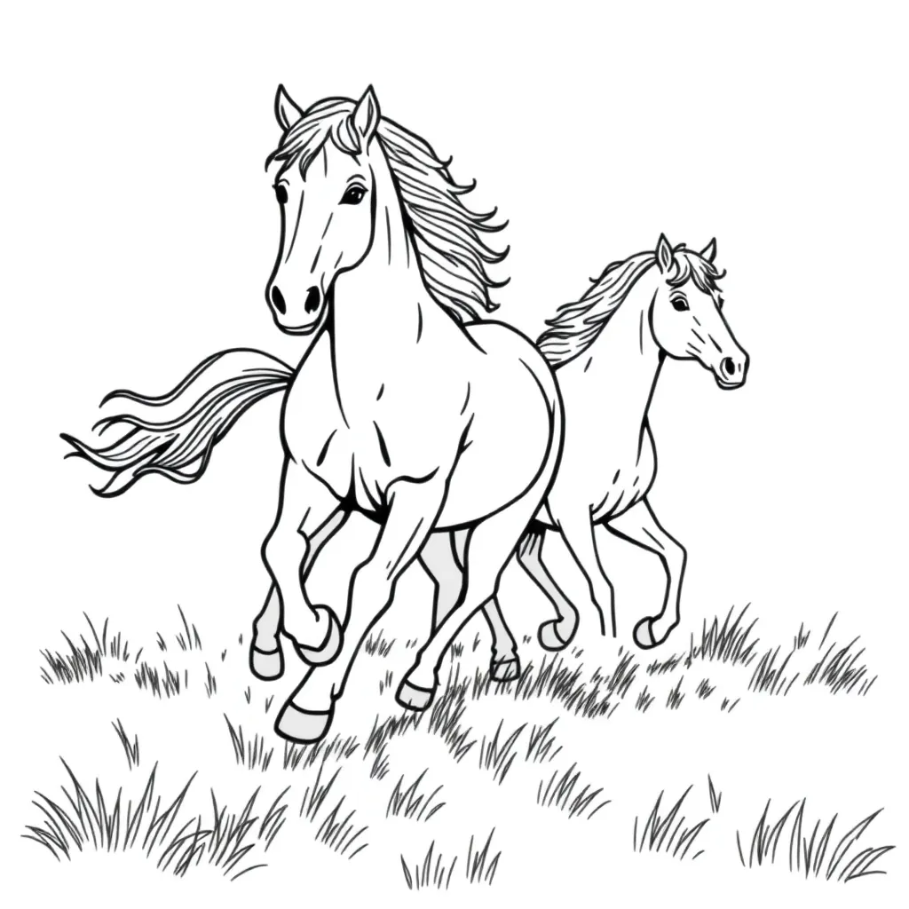 Horses coloring page
