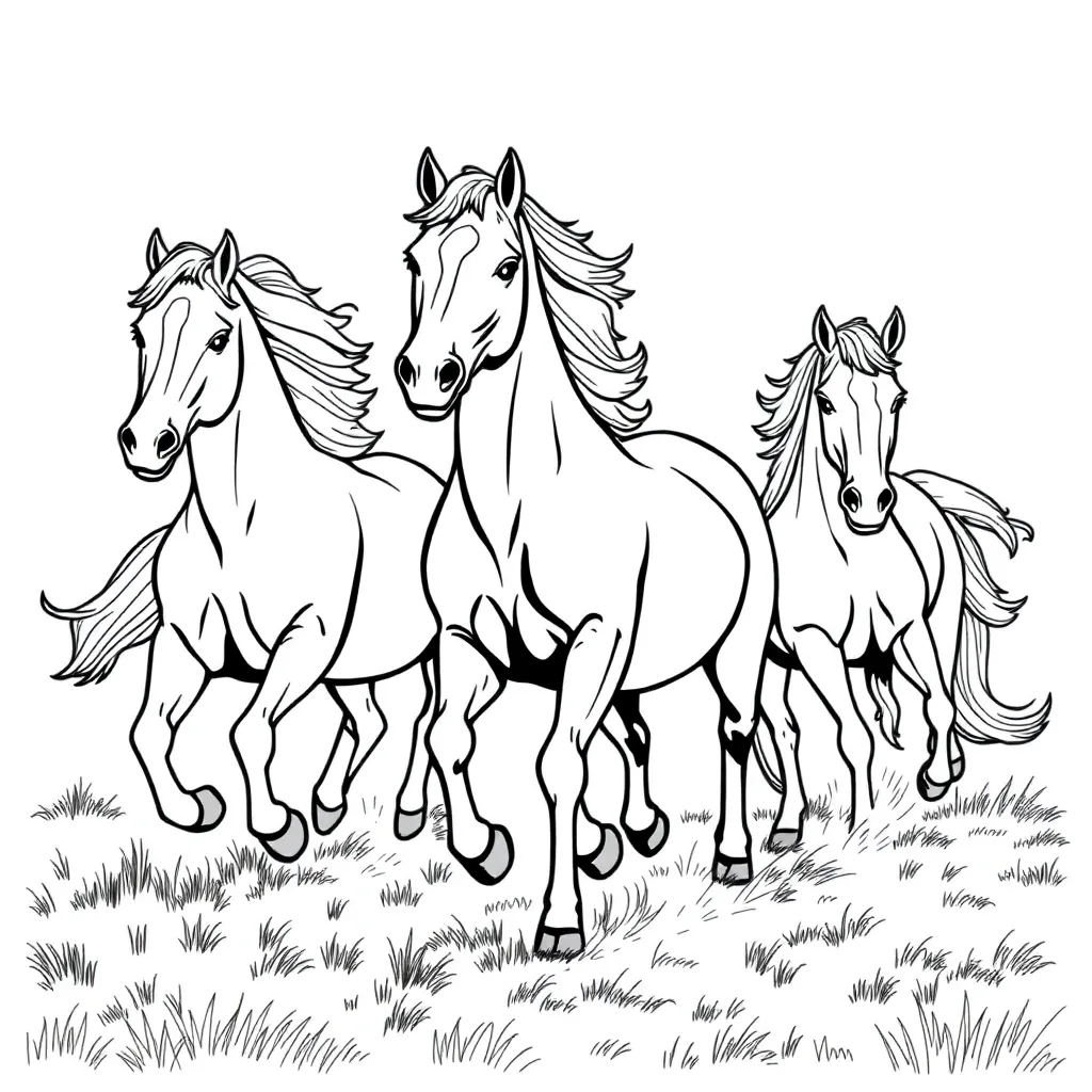 Horses coloring page