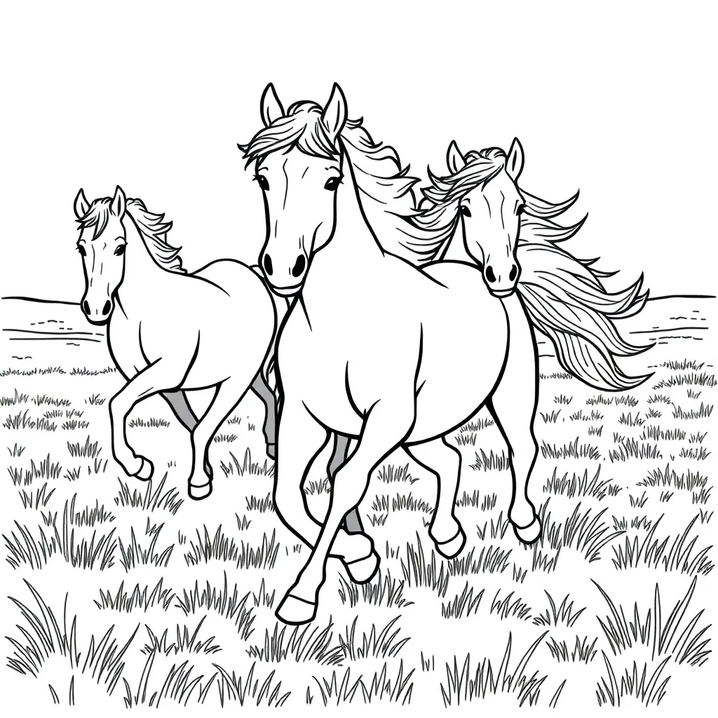 Horses coloring page