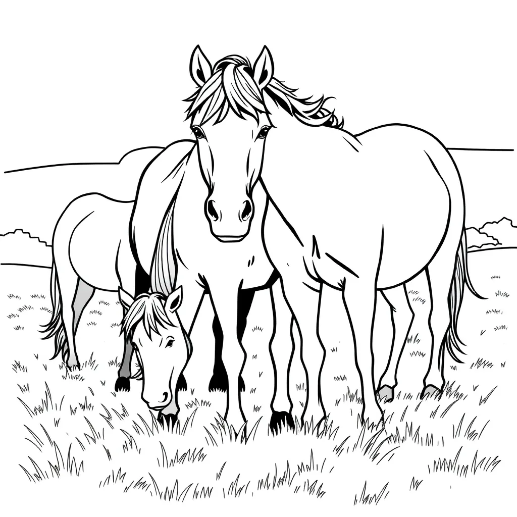 Horses coloring page