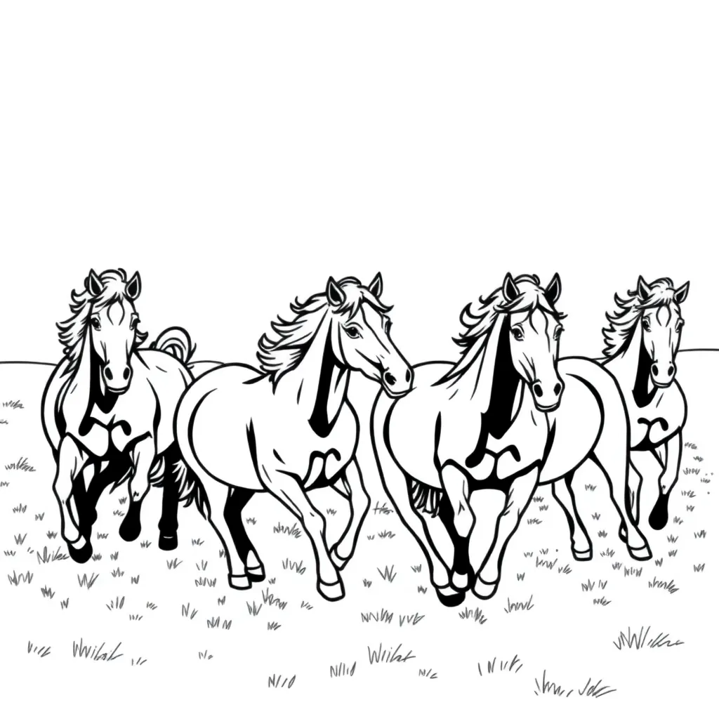 Horses coloring page