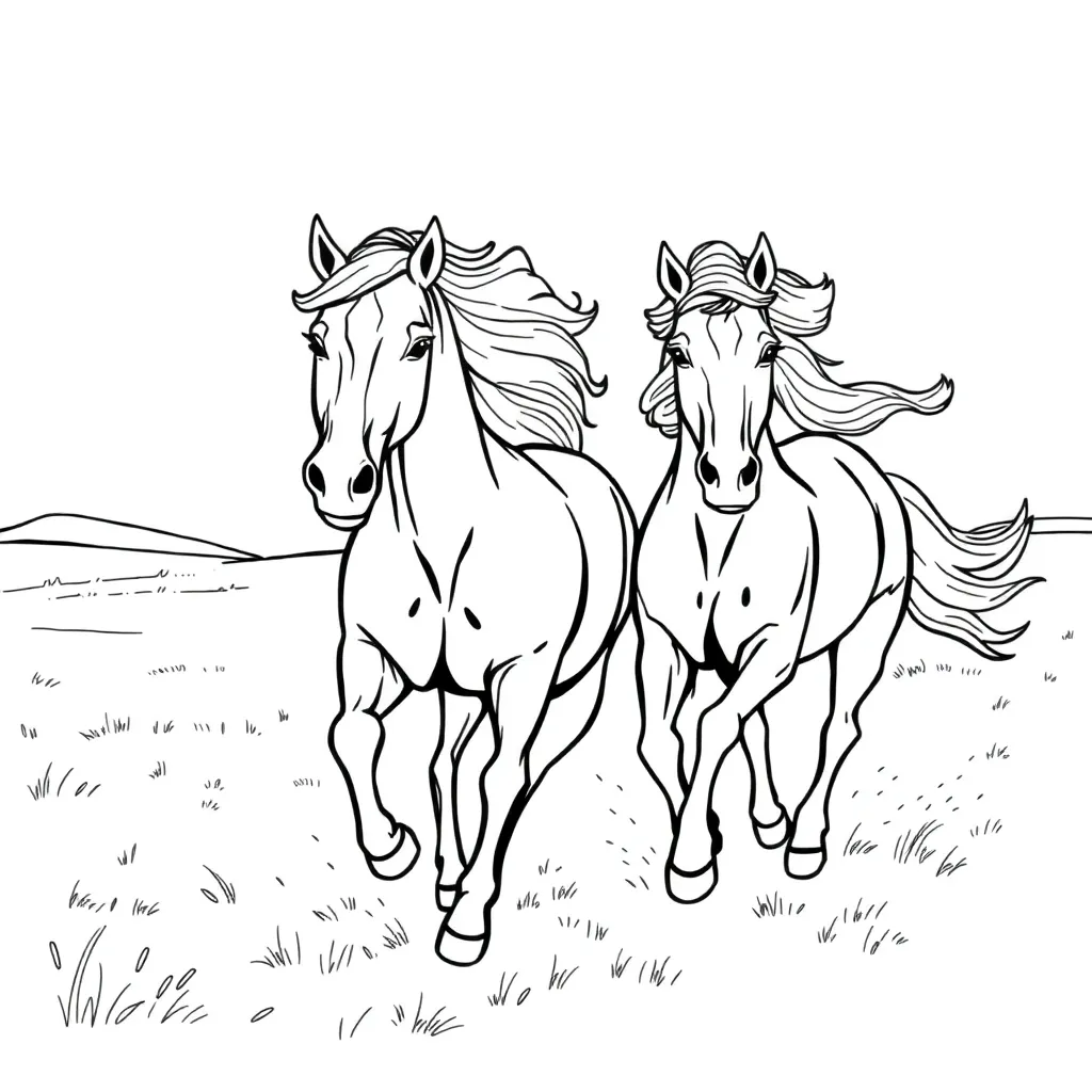 Horses coloring page