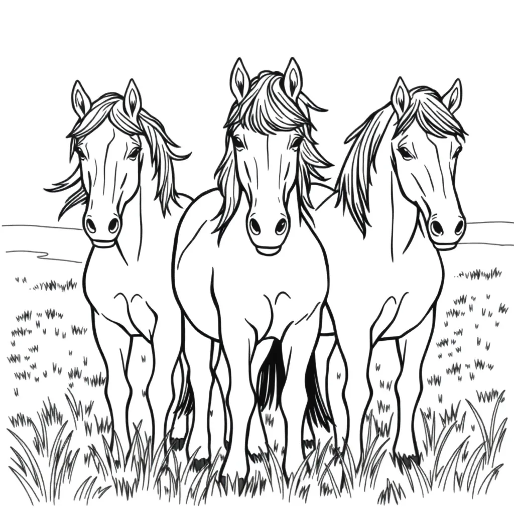 Horses coloring page