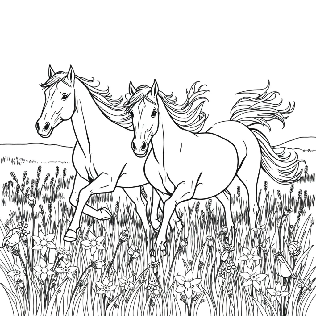 Horses coloring page
