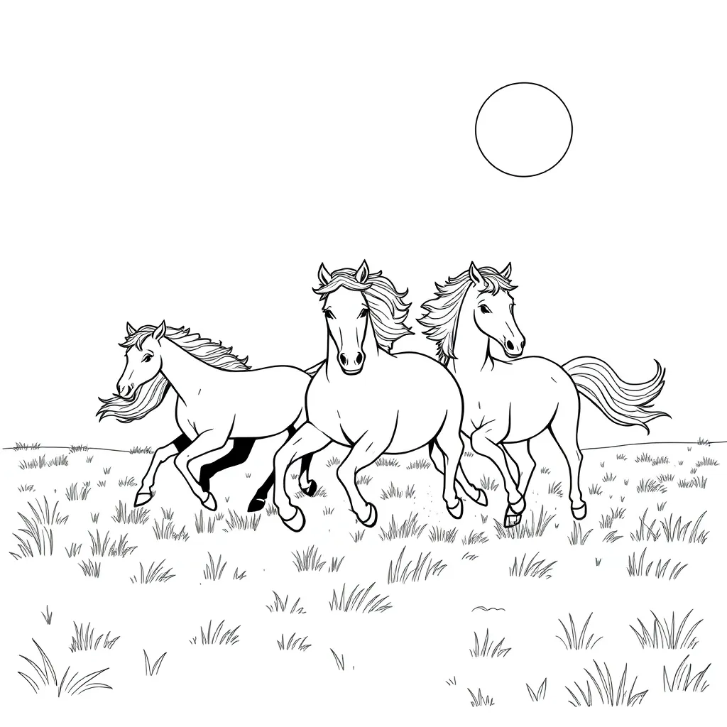 Horses coloring page