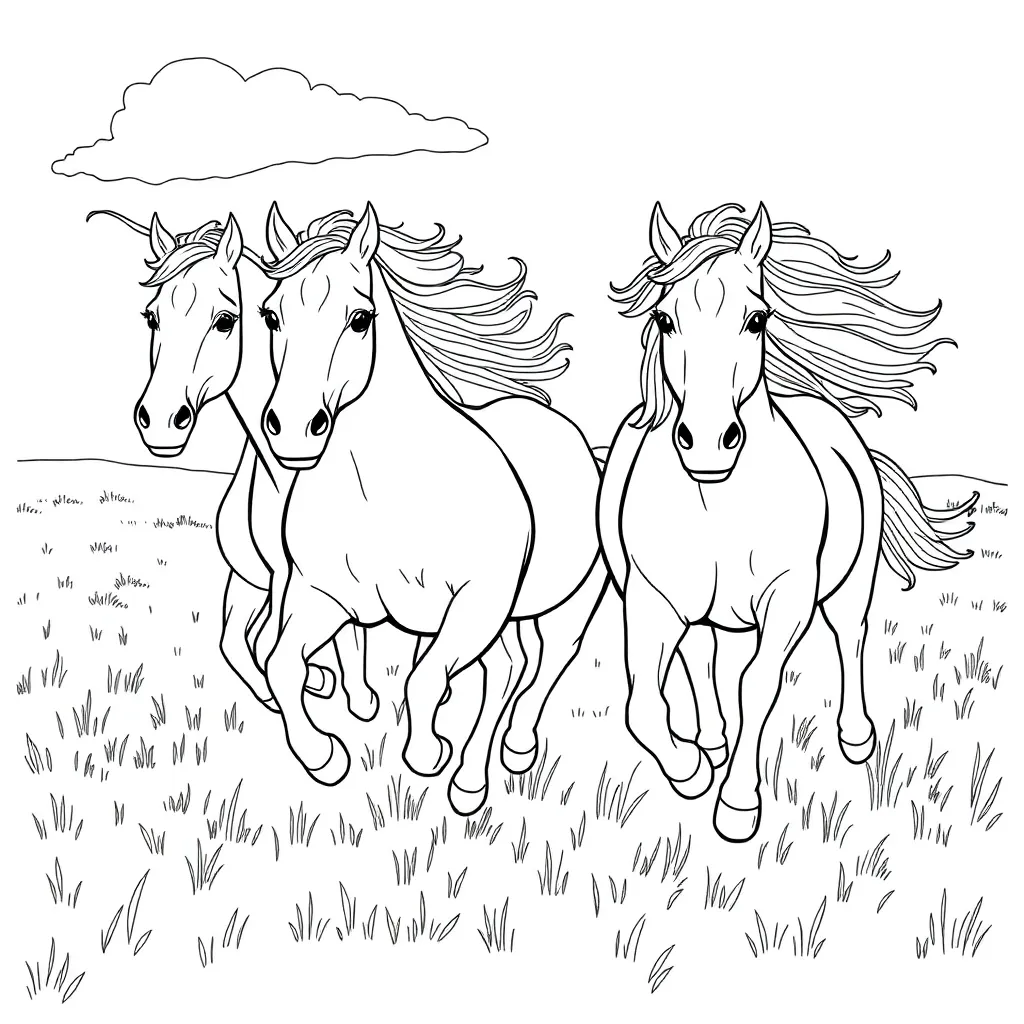 Horses coloring page
