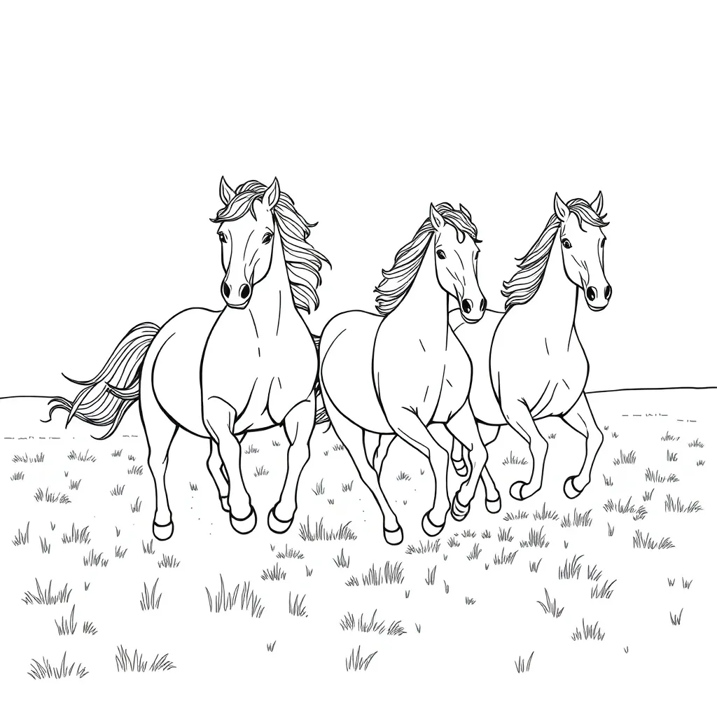 Horses coloring page