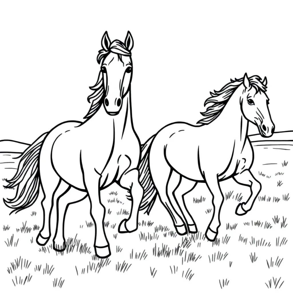 Horses coloring page