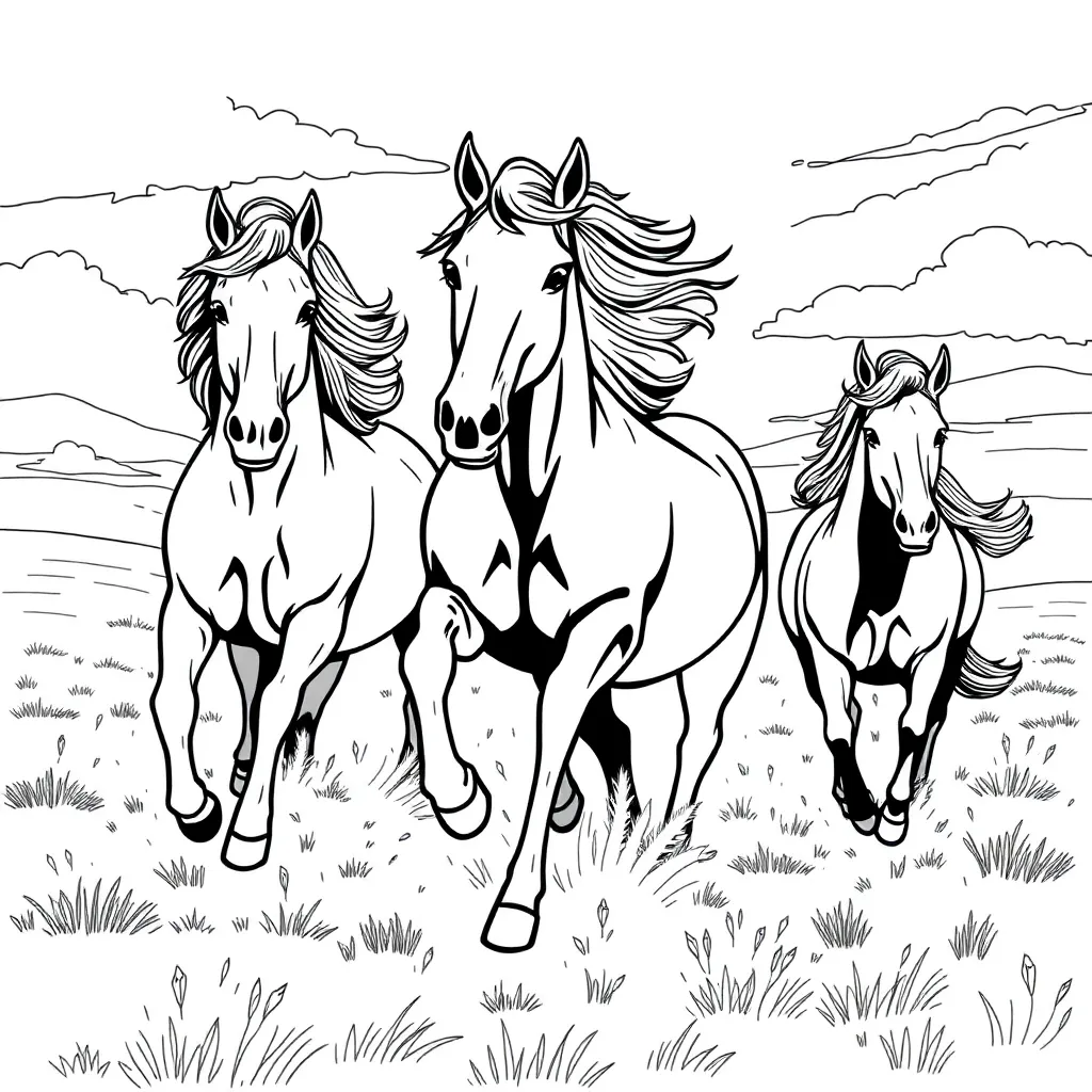 Horses coloring page