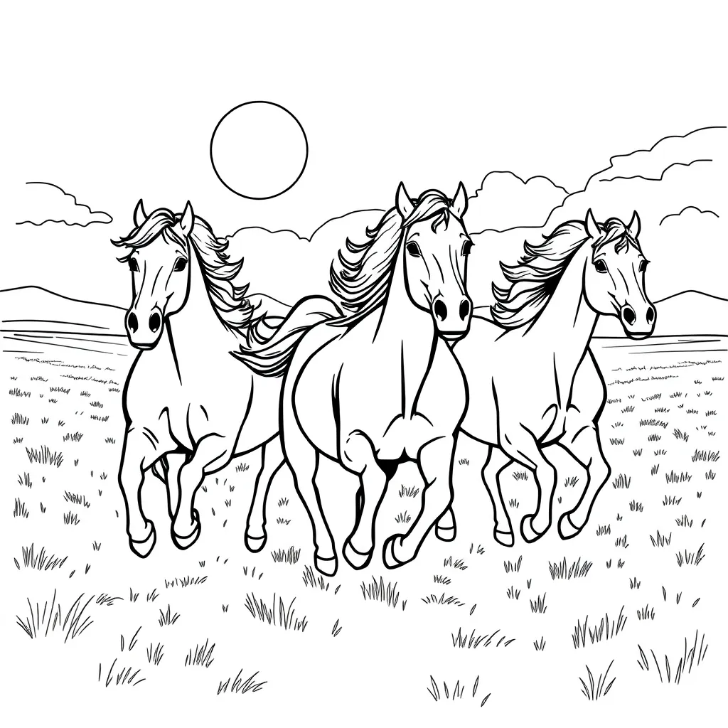 Horses coloring page