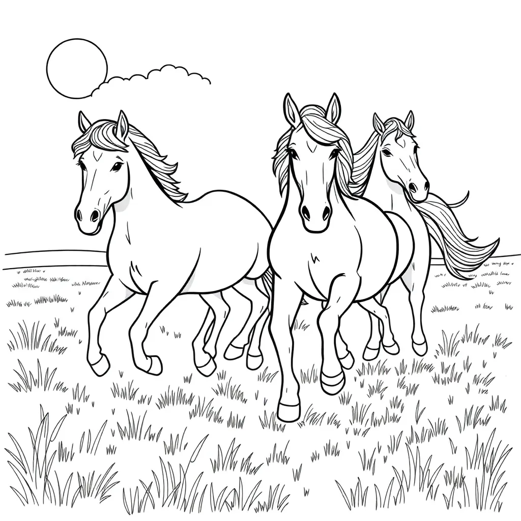 Horses coloring page