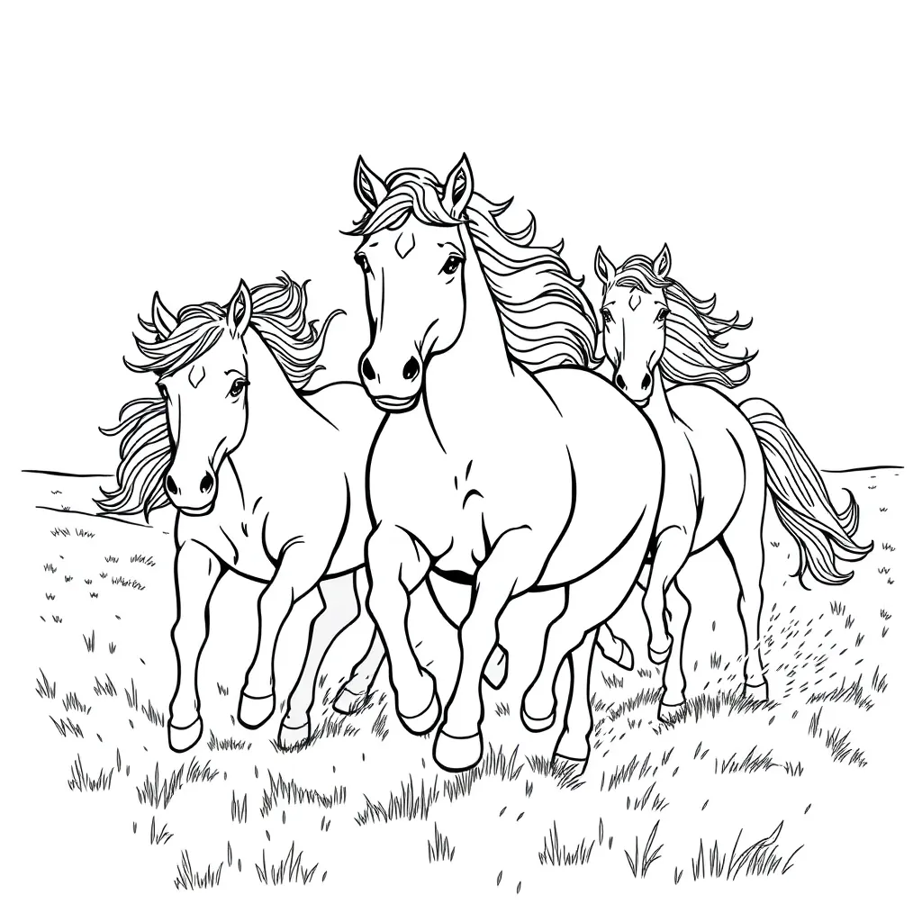 Horses coloring page