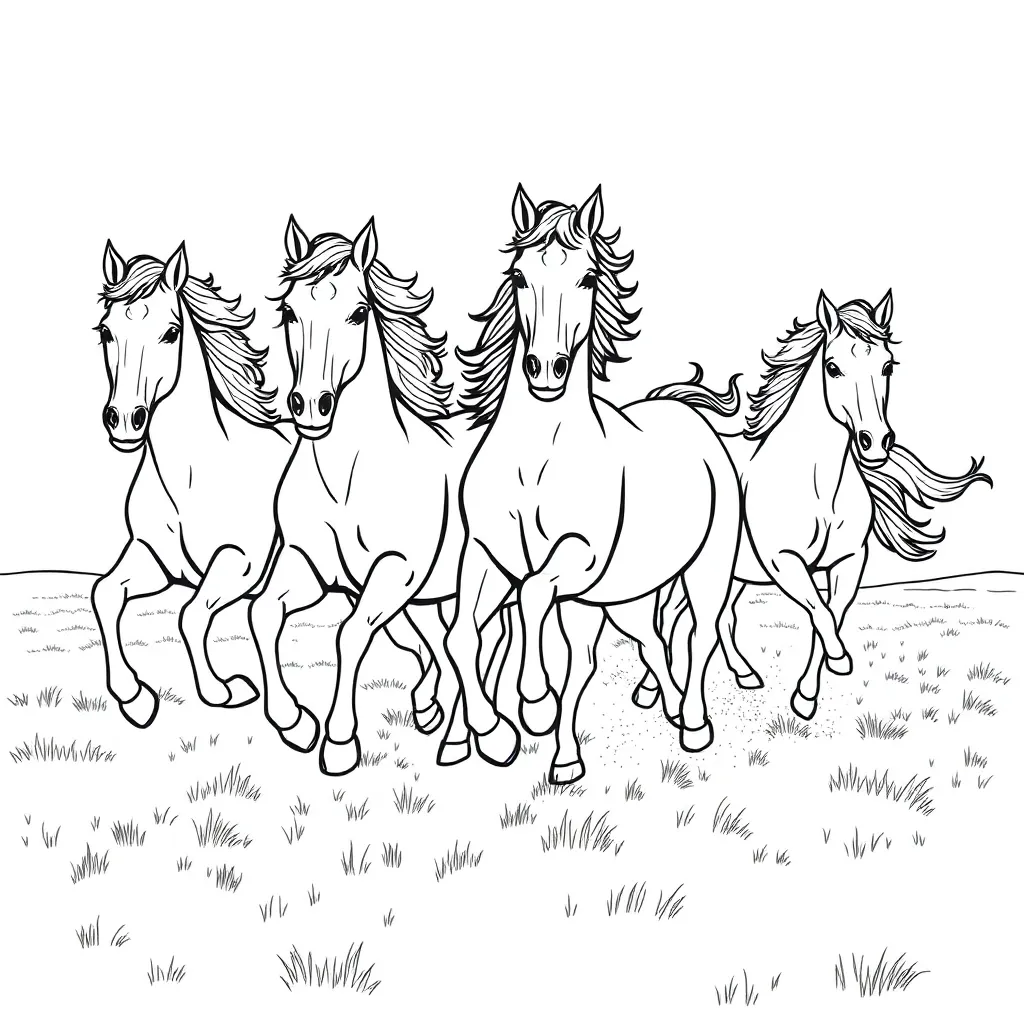 Horses coloring page