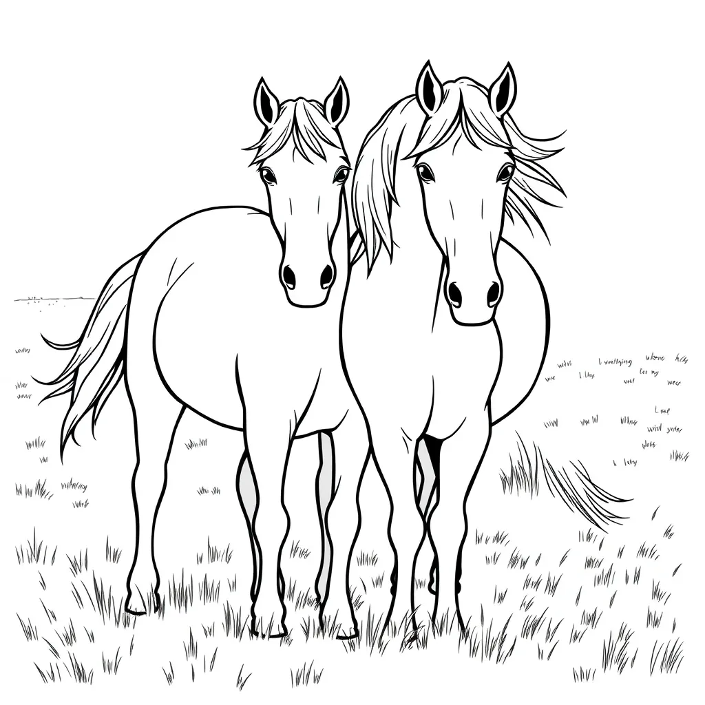 Horses coloring page