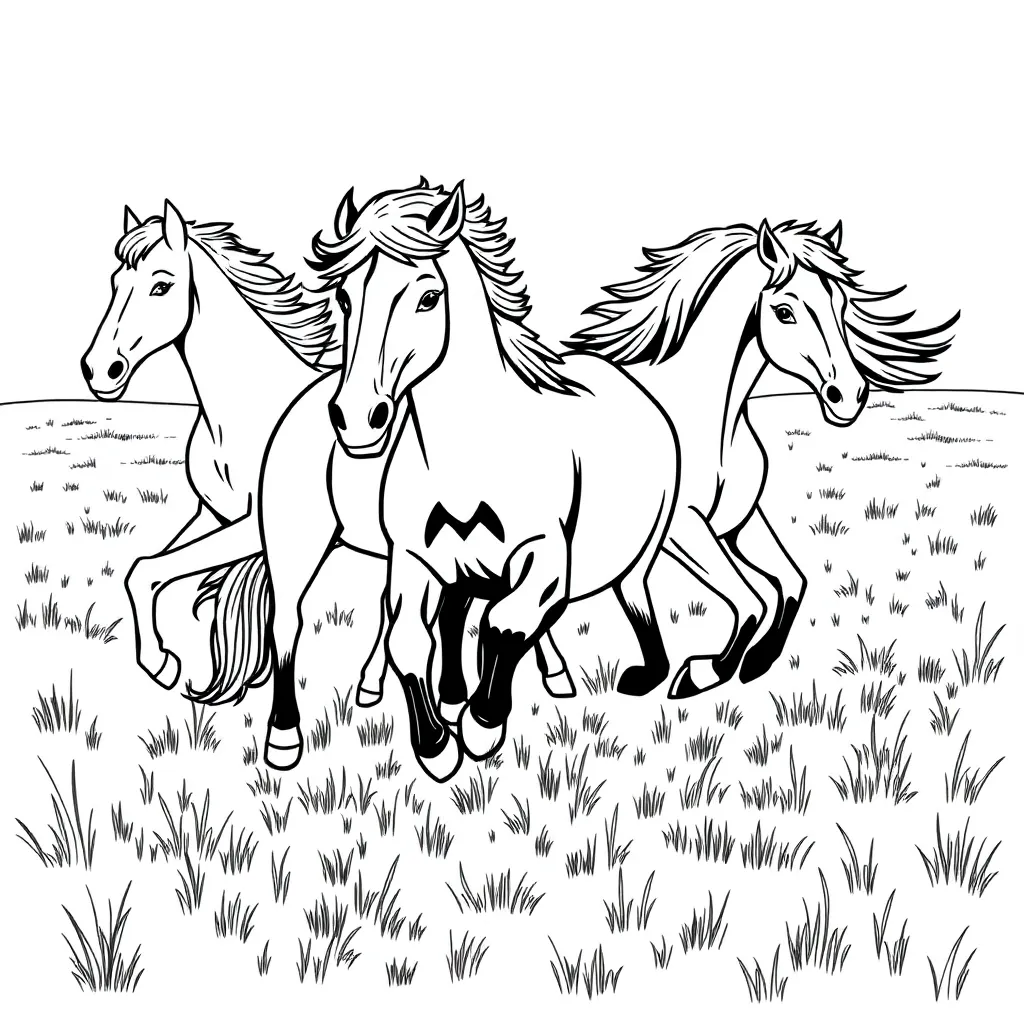 Horses coloring page