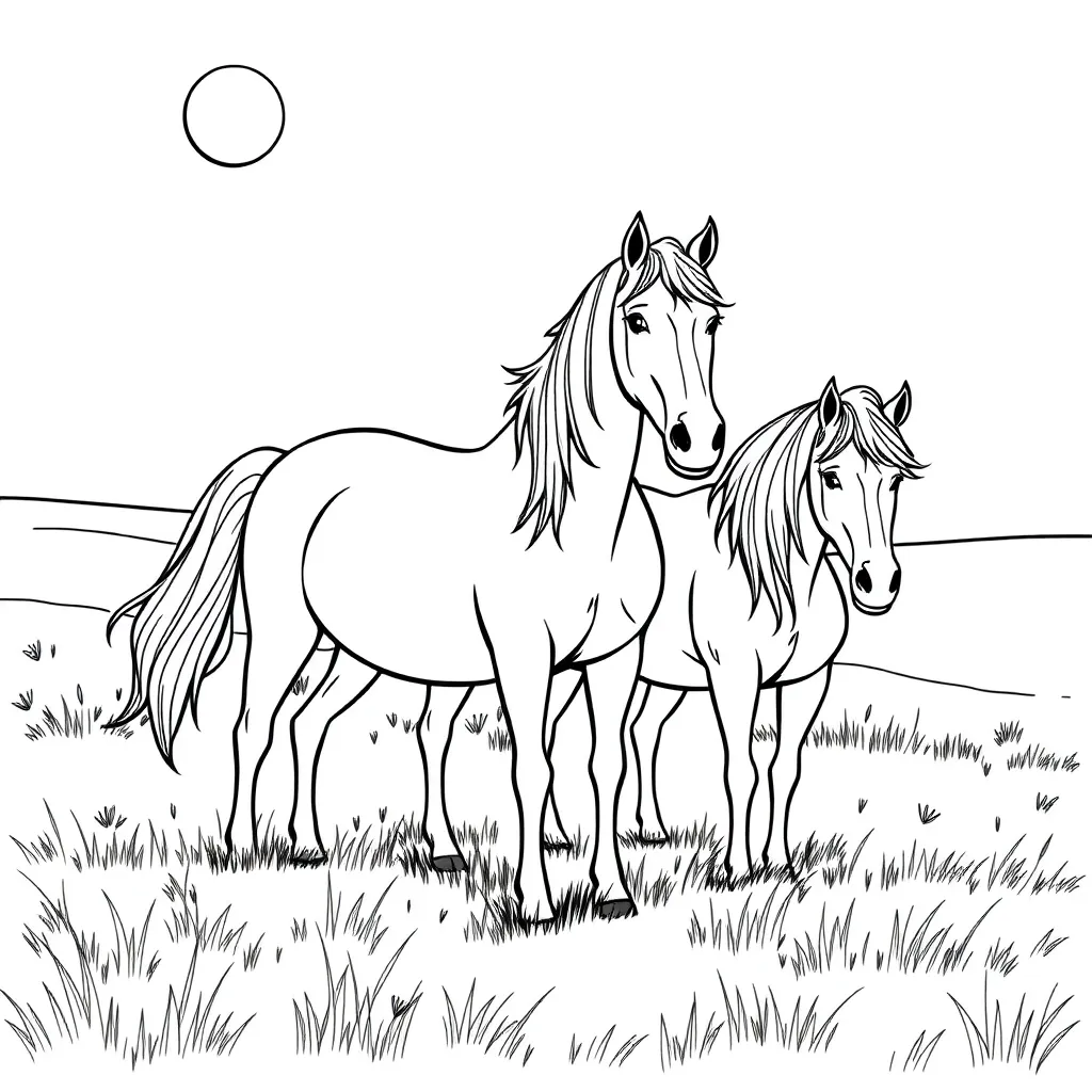 Horses coloring page