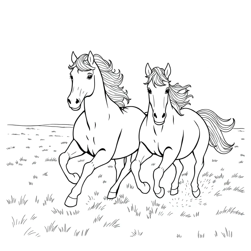 Horses coloring page