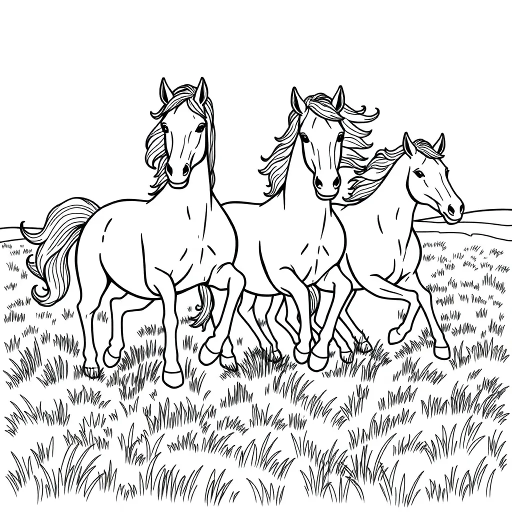 Horses coloring page