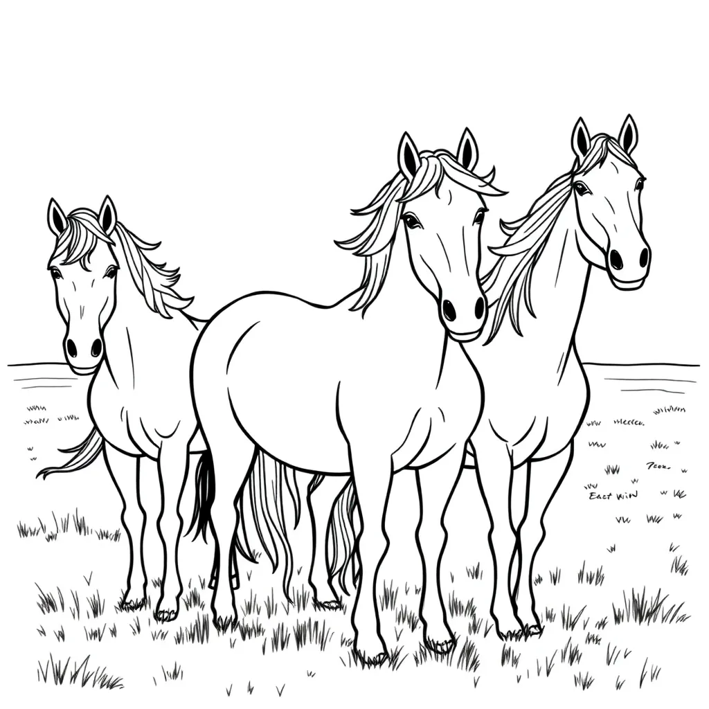 Horses coloring page