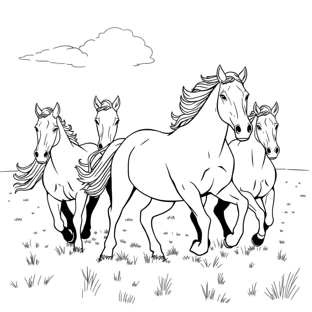 Horses coloring page