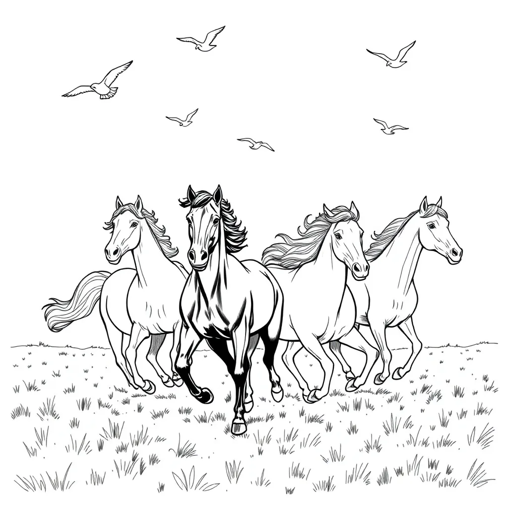 Horses coloring page