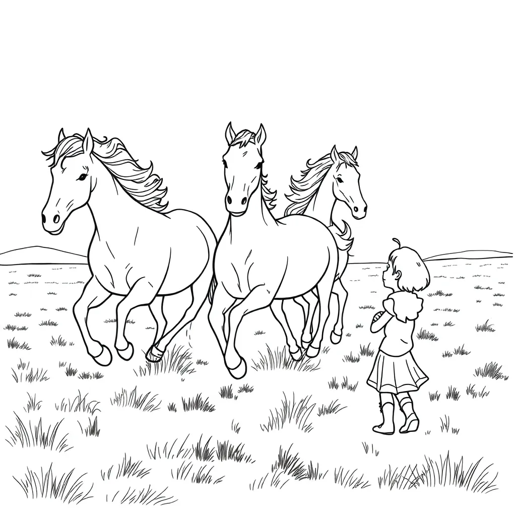 Horses coloring page