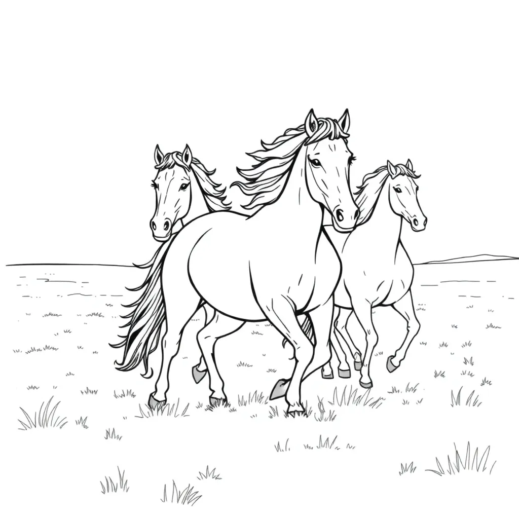 Horses coloring page