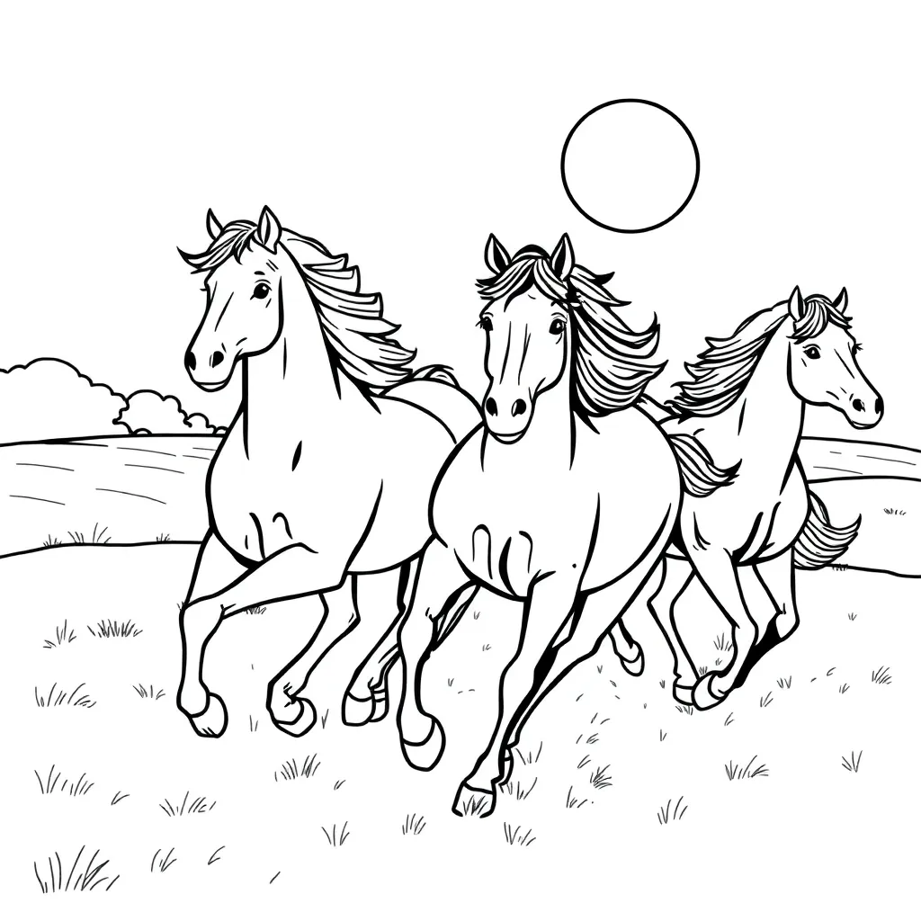 Horses coloring page