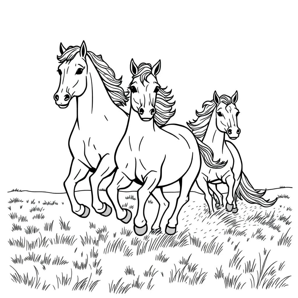 Horses coloring page