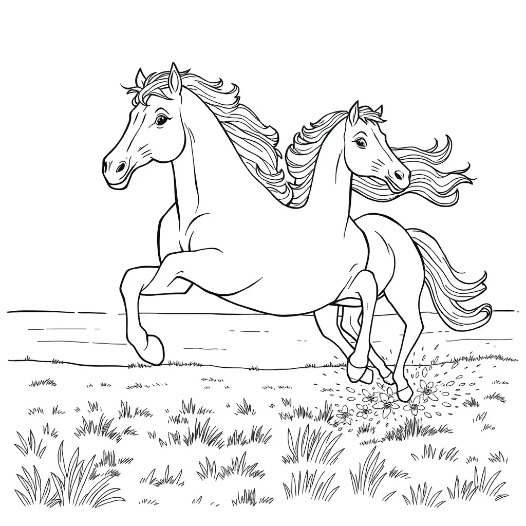 Horses coloring page