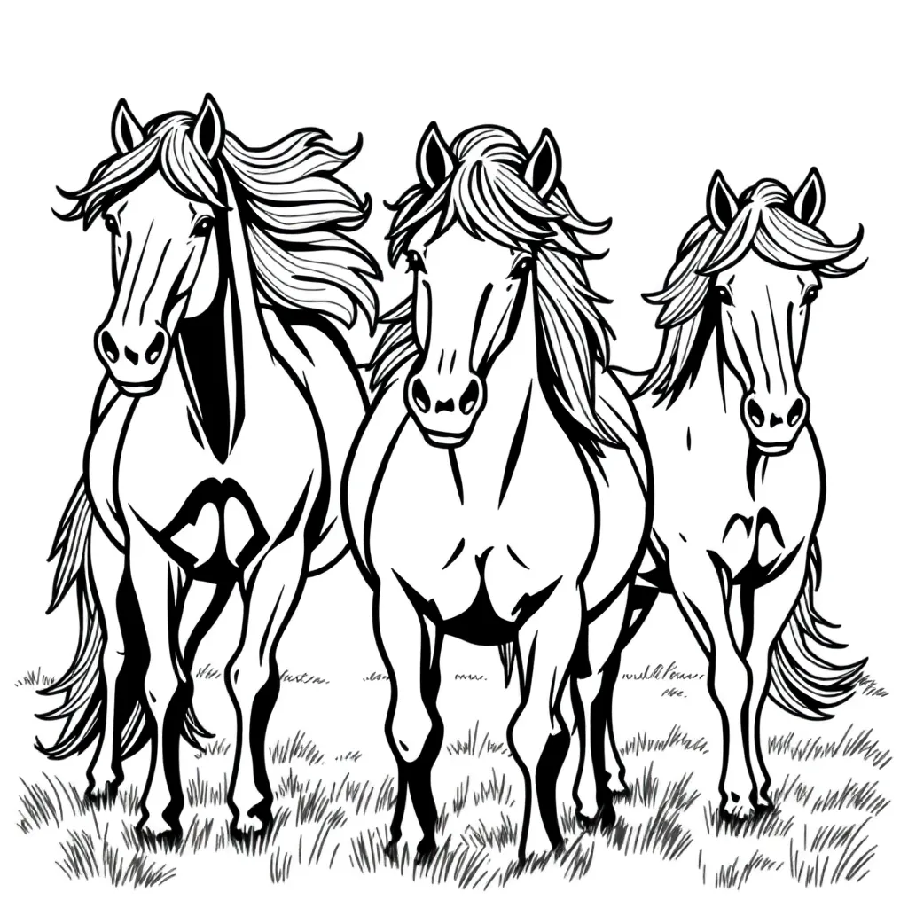 Horses coloring page
