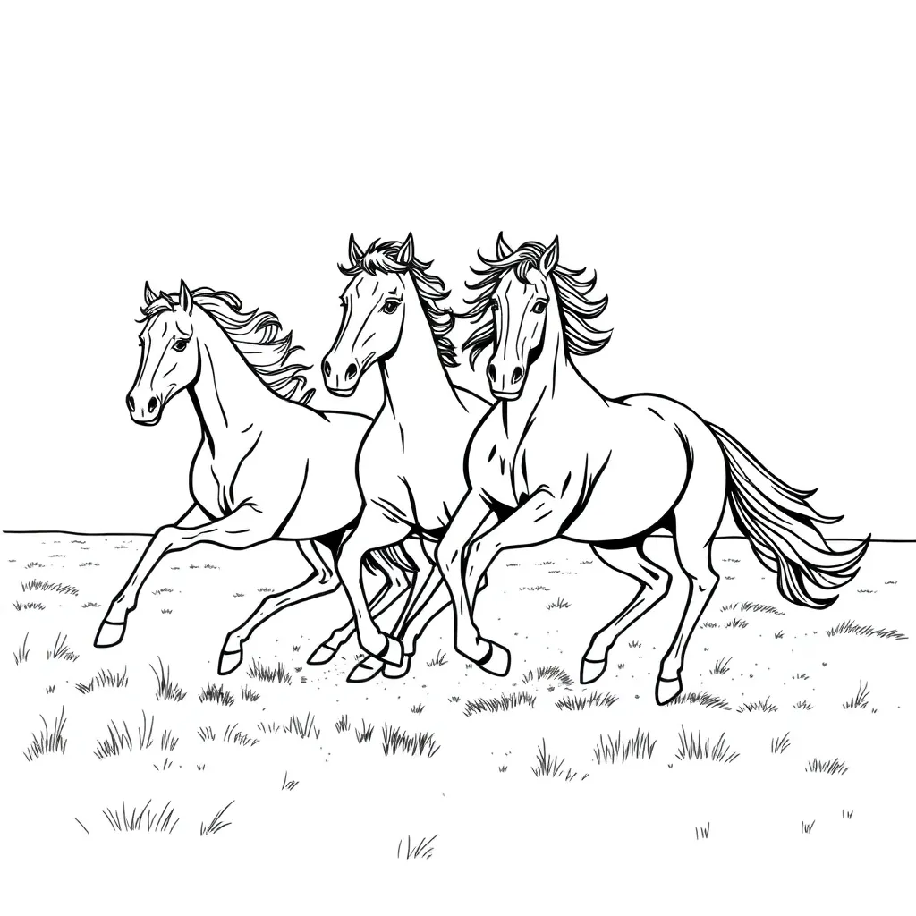 Horses coloring page