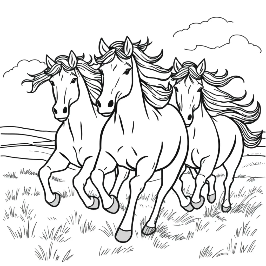 Horses coloring page